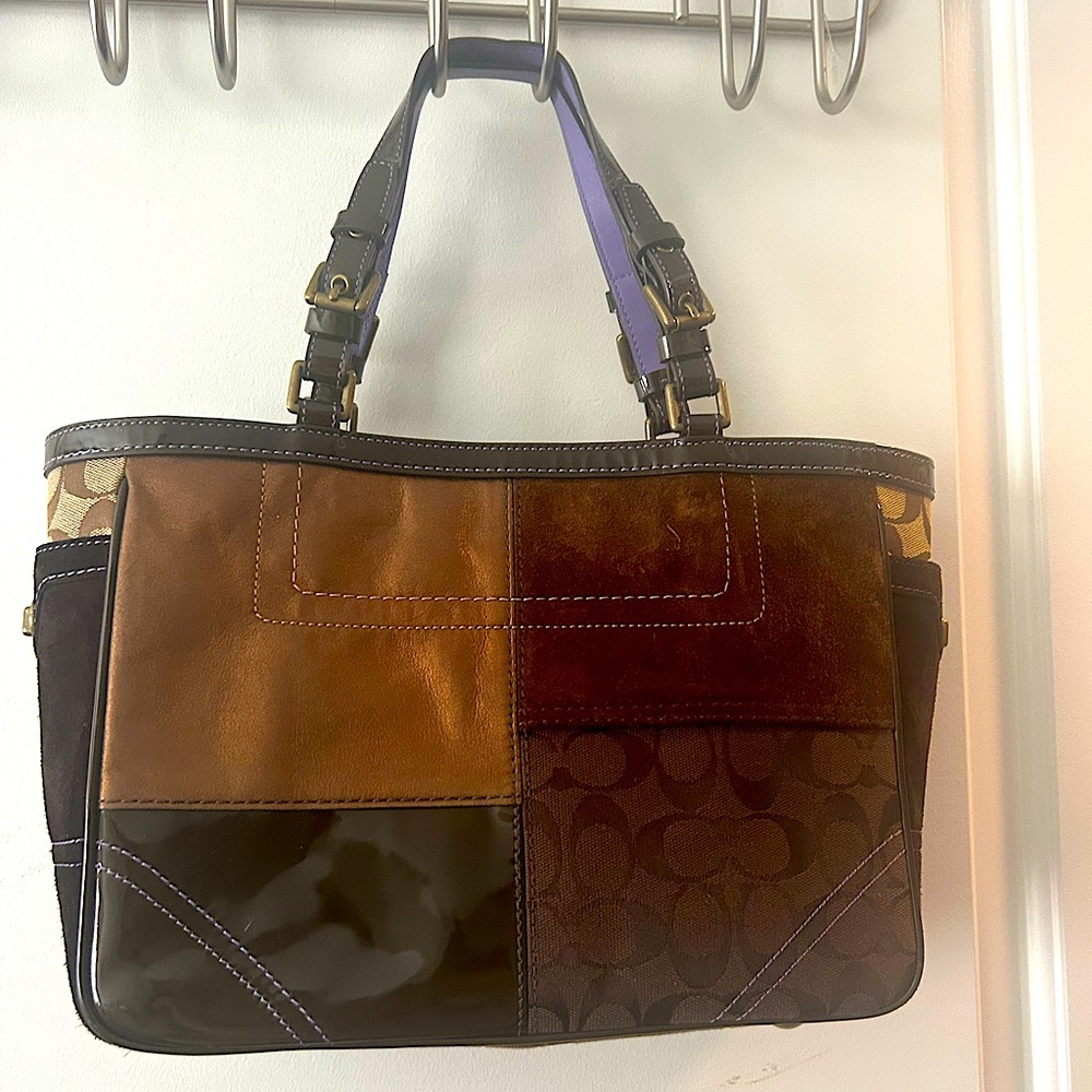 Authentic timeless classic brown coach Patchwork print